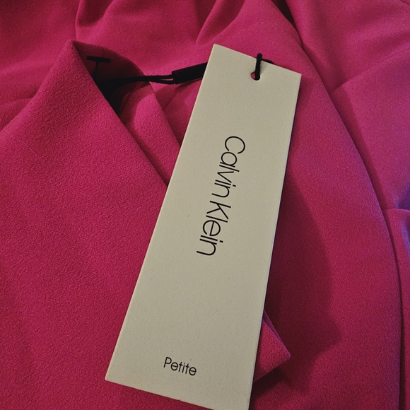 CALVIN KLEIN Ruffle Hem Belted Petite Dress Womens size 0 - Picture 6 of 7